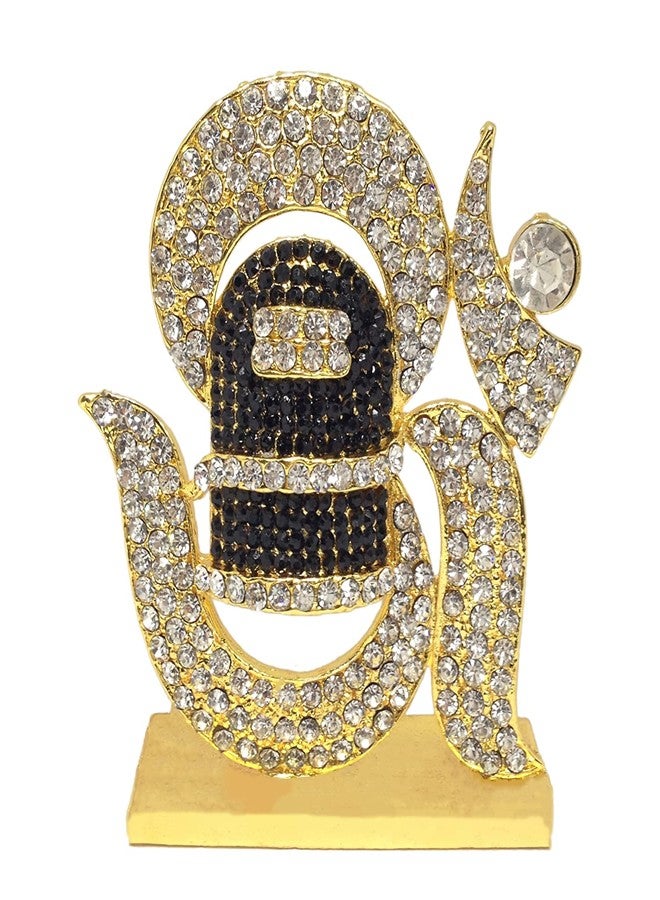 GCT Lord Shiv Shivling Idol Shiva OM Shivling Lingam Statue (B-170) Gold Black Metal Statue for Home Décor Car Dashboard Mandir Pooja Murti Temple Puja Office Table Showpiece - Image 1